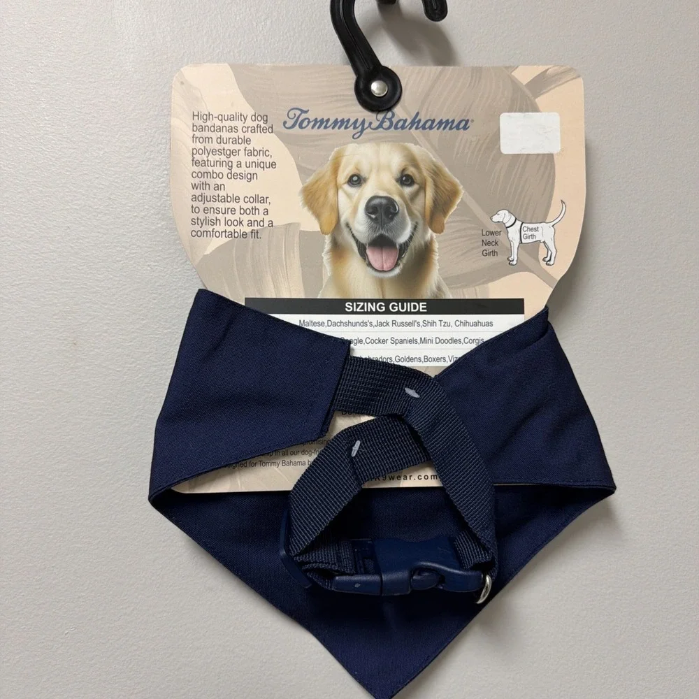 Tommy Bahama Dog Bandana Collar Navy Blue Size‎ Large NWT Pet Accessory